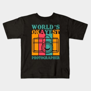 Vintage Photography Camera, Worlds Okayest Photographer Gift Kids T-Shirt